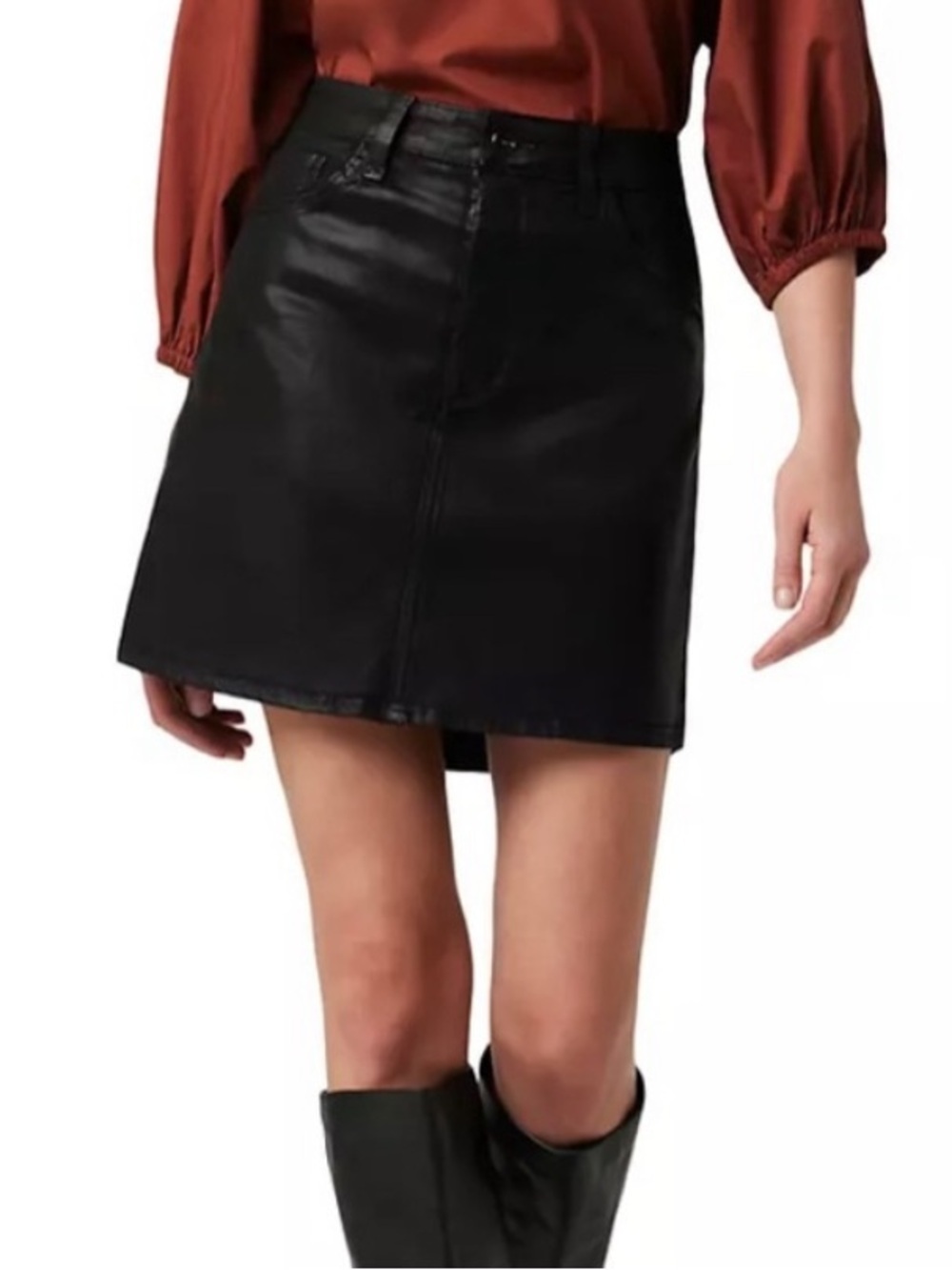 Joe's Jeans Jessica Button Fly Coated Stretch-Denim Skirt - Sz 27, NWT - Picture 4 of 14